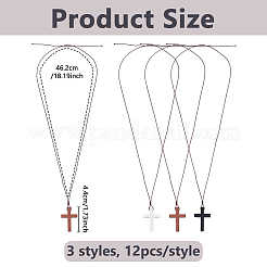 30 collier pendentif croix en bois pour femme&nbsp;NJEW-DC00012