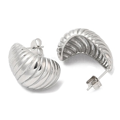 Orecchini a bottone a forma di croissant in acciaio inossidabile 304 anti-ossidazione&nbsp;EJEW-B026-17P