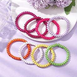 Set aus elastischen Armbändern mit Rondellperlen aus Acryl&nbsp;BJEW-JB11020-02