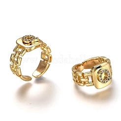 Latón micro pave anillos de brazalete de circonio cúbico&nbsp;RJEW-H541-01Q-G