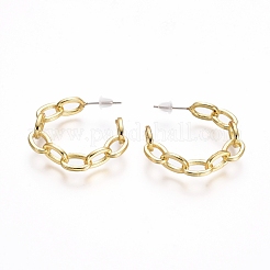 Boucles d'oreilles à chaîne torsadée en laiton semi-circulaire&nbsp;EJEW-E196-07G