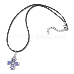 Colliers à pendentif croix en graines de verre&nbsp;NJEW-MZ00025-03