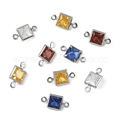 Ciondoli a connettore quadrato in ottone con pavé di zirconi cubici Shegrace&nbsp;XGRQ2O044-440P