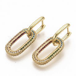 Boucles d'oreilles en laiton avec zircone cubique de micro pavé&nbsp;EJEW-S208-070A