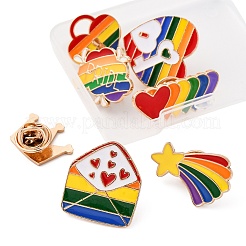 7 pieza de 7 estilos de pines esmaltados con temática de arcoíris de orgullo&nbsp;JEWB-FP0001-04