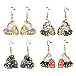 Pendientes colgantes de acero inoxidable 304 con cuentas de vidrio&nbsp;EJEW-MZ00821