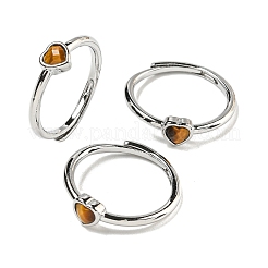 Herz-Ringe mit Natursteinen und verstellbaren Steinen&nbsp;RJEW-Q818-02P