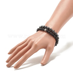 Ensemble de bracelets extensibles en pierre naturelle et pierre de lave 2pcs 2 styles&nbsp;BJEW-JB08193