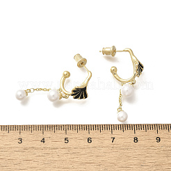 Boucles d'oreilles pendantes en forme de feuille de ginkgo&nbsp;LS-EJEW-A121-01G