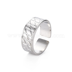 Bague manchette ouverte à large bande rainurée en acier inoxydable 304 anti-ternissement pour femme&nbsp;RJEW-N038-046P