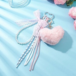 Decorazioni pendenti con cuore di peluche&nbsp;HJEW-JM04393-01