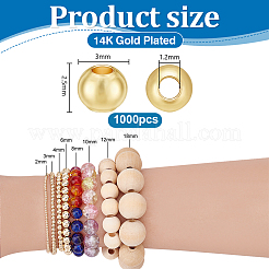 1000 pièce de perles solides en laiton&nbsp;KK-PH0015-03A
