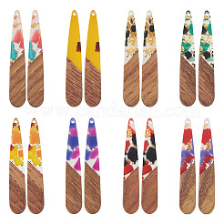16 pièces 8 couleurs résine transparente et pendentifs en bois de noyer&nbsp;RESI-BT0001-34