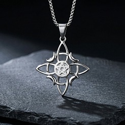Colliers pendentifs vintage en acier inoxydable 304 avec nœud de sorcière&nbsp;WGBCAF0-01