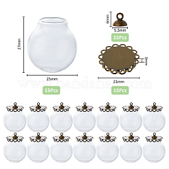 DIY-Sets zur Herstellung runder Anhänger aus Messing und Glas&nbsp;DIY-GO0002-23