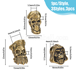 3 Stück 3 Stile Messing europäische Messerperlen für Schlüsselbandanhänger&nbsp;KK-HY0003-59AG