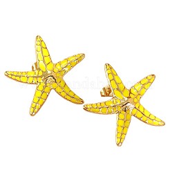 Boucles d'oreilles à tige en acier inoxydable 304 en forme d'étoile de mer émaillée&nbsp;EJEW-Z147-06G