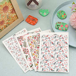 20 Blatt 4 Stil Blumenmuster Keramik Ton Wassertransferpapier&nbsp;DIY-CP0010-36B