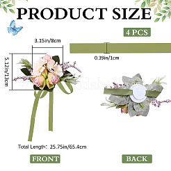 4 corsage de poignet en tissu de soie imitation rose&nbsp;AJEW-CP0008-48
