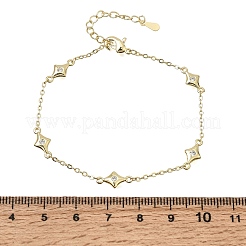 Armbänder aus Messing mit Mikropavé-Fassung und klaren Zirkonia in Sternform&nbsp;KK-CBA3629-01G