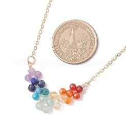 7 ciondolo a forma di freccia con perline rotonde sfaccettate in pietra mista naturale chakra&nbsp;NJEW-TA00206