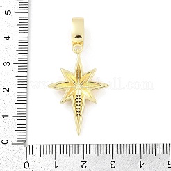 Messing Mikro Pflaster klar Zirkonia Stern europäischen baumeln Charms&nbsp;KK-Z090-03G
