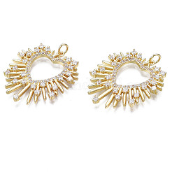Pendenti in zirconi cubici trasparenti in micro pavè di ottone&nbsp;X-ZIRC-N039-179-NF