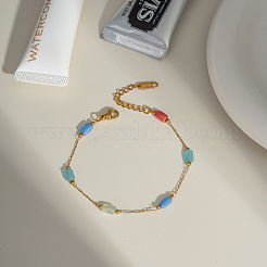 Bracelets à maillons rectangulaires en acier inoxydable et verre pour femmes&nbsp;HD8734-3