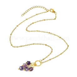 Collana da donna con ciondolo a nappa con perline a cubo sfaccettato in pietre preziose miste naturali e catena a satellite in acciaio inossidabile 304.&nbsp;NJEW-JN06447