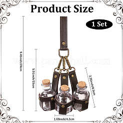 Frasco de vidrio medieval para pociones con tapón de corcho y soporte de piel sintética (1 unidad).&nbsp;HJEW-CL0001-11B