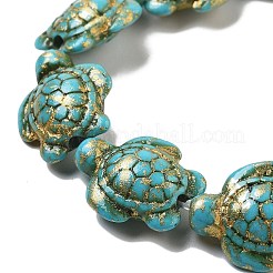 Brins de perles synthétiques teintes en turquoise&nbsp;G-P507-05R
