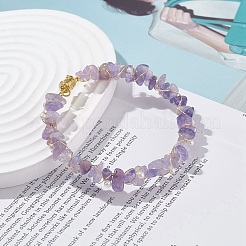 Pulsera de cuentas de amatista lavanda natural con cuentas y perla de concha&nbsp;BJEW-TA00078-02