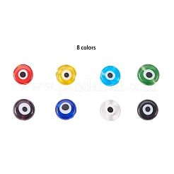 Handgemachte böse Augen Bunte Malerei flache runde Perlen Stränge&nbsp;LAMP-CJ0001-04
