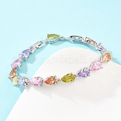 Bracelets de tennis en laiton platine sertis de micro-pavés de zircone cubique&nbsp;BJEW-B160-07P