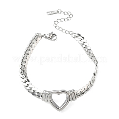 Bracciali a maglie a cuore in acciaio inossidabile 304&nbsp;BJEW-F544-01P
