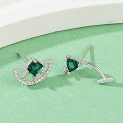 925 Sterling Silber Zirkonia Ohrstecker&nbsp;EJEW-V019-01P