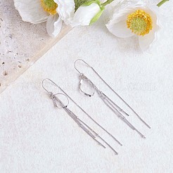 Orecchini pendenti a forma di goccia con nappa a catena in argento sterling placcato rodio anti-ossidazione 925&nbsp;JE1044A