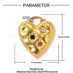 Ciondoli in acciaio inossidabile 304 martellato con strass&nbsp;STAS-OY016-58G