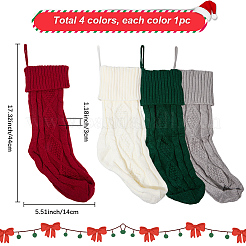 4 Stück 4 Farben gestrickte Strumpfbeutel zum Aufhängen aus Acrylfasern&nbsp;AJEW-SP0004-04