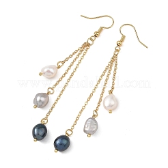 Orecchini pendenti con nappe di perle coltivate d'acqua dolce naturali.&nbsp;EJEW-JE07381-01