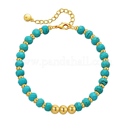 Braccialetti con perline rotonde in turchese sintetico e ottone per donna&nbsp;QJ7168