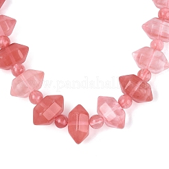 Collares con cuentas redondas y cónicas de vidrio de cuarzo cereza&nbsp;NJEW-N064-03M