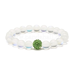 Bracelet extensible perles rondes en pierre de lune synthétique&nbsp;BJEW-JB07482