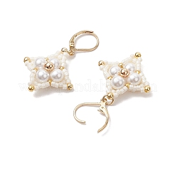Orecchini a leva con perline di vetro e rombi&nbsp;EJEW-MZ00346-03