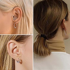 Orecchini a cerchio con perline in argento sterling anti-ossidazione placcati in rodio da donna&nbsp;JE912A-03