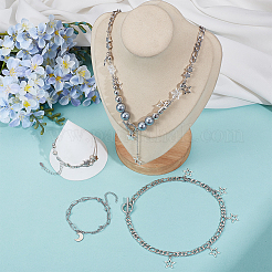 Halsketten und mehrreihige Armbänder mit Stern-Mond-Anhängern aus Legierung&nbsp;SJEW-SC0001-04