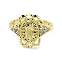 Anello a polsino aperto in ottone con zirconi cubici&nbsp;RJEW-B051-55G