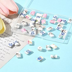 40 Stück Porzellanperlen mit Blumenmuster&nbsp;PORC-FS0001-15