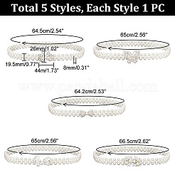 5 Stück 5 Stil Acryl Perlen geflochten Stretch-Kettengürtel mit Legierungsverschluss&nbsp;AJEW-GA0004-49