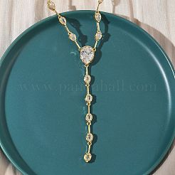 Y-Halsketten aus Messing mit klarem Zirkonia&nbsp;NJEW-G183-06G-01